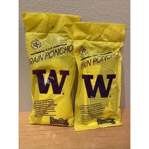 Vintage UW Huskies Disposable Rain Poncho University of Washington Logo NCAA (2)